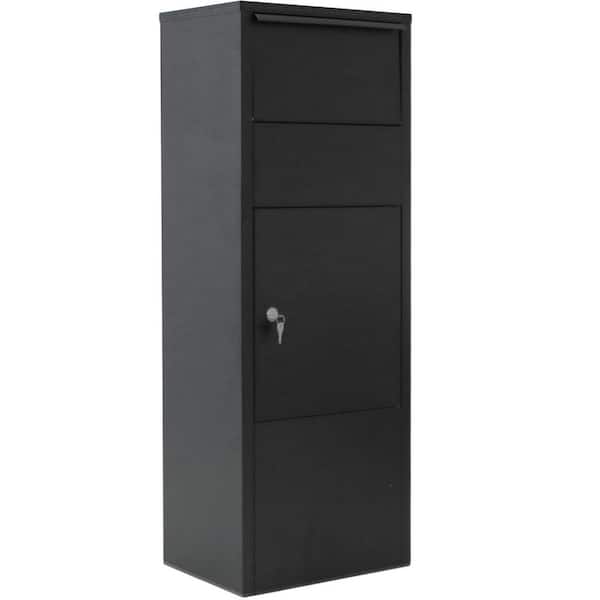 Large Package Delivery Parcel Mail Drop Box Mailbox with Lockable Storage Compartment in Black
