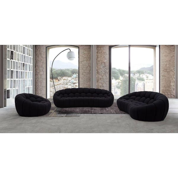 Divani Casa Yolonda Modern Curved Black Fabric Side Chair