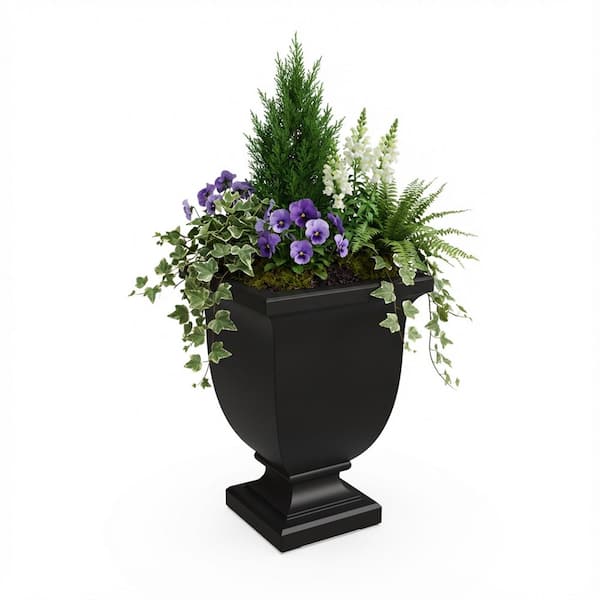 Augusta 26 in. Tall Self-Watering Black Polyethylene Planter