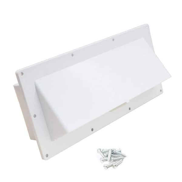 10.3 in. x 3.5 in. White Plastic RV Range Hood Exhaust Vent Cover, Outside Damper for Motorhome Trailer Camper