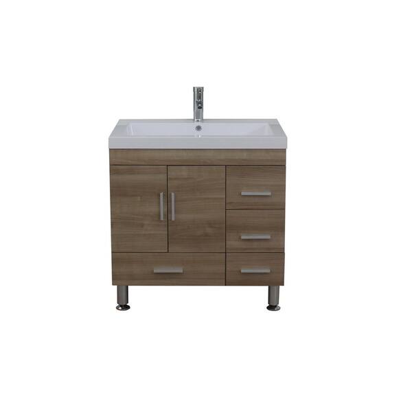 Unbranded The Modern 29.375 in. W x 19 in. D Bath Vanity in Light Oak with Acrylic Vanity Top in White with White Basin