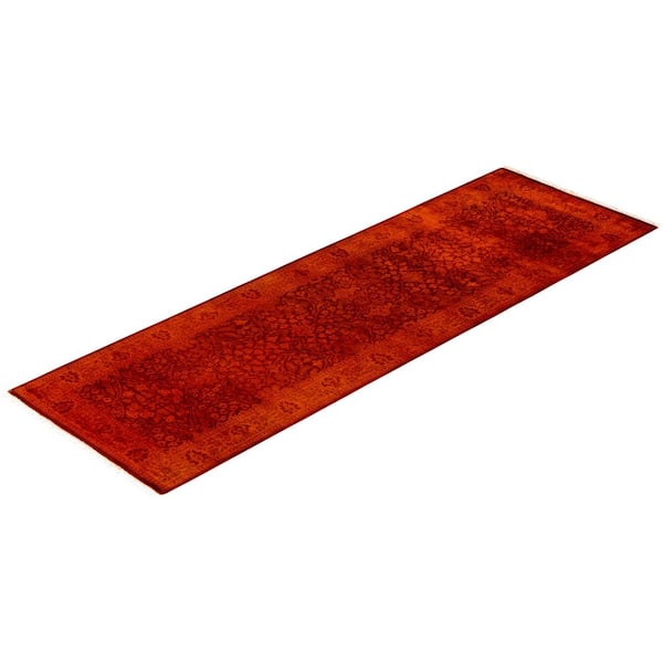 Overdyed Orange 2 ft. 8 in. x 8 ft. 3 in. Wool Indoor Area Rug