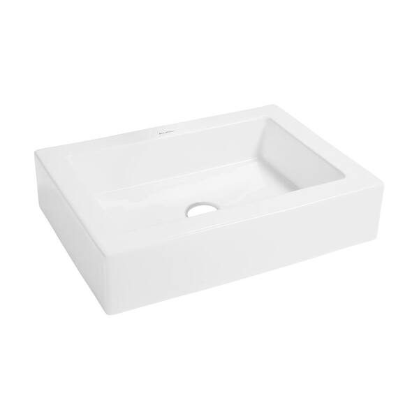 Swiss Madison Voltaire Ceramic Rectangle Vessel Sink in White Swiss Madison Voltaire Ceramic Rectangle Vessel Sink in White