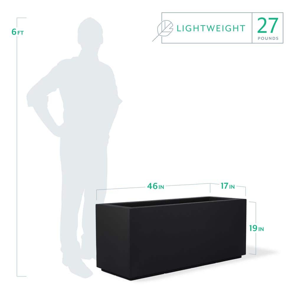 Modern Black Rectangular Trough Planter 46" L for Outdoor & Indoor