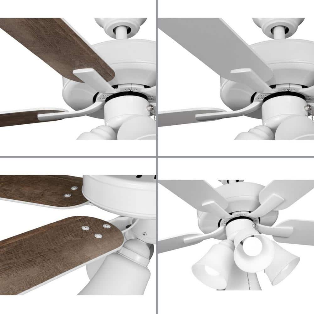 52" White Brushed Nickel 5-Blade Ceiling Fan with Lighting and Remote