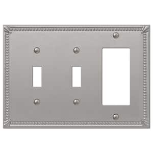 Imperial Bead 3 Gang 2-Toggle and 1-Rocker Metal Wall Plate - Brushed Nickel