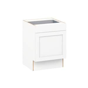 Milton 24 in W x 24 in D x 32.5 in. H Assembled Shaker Accessible ADA Base Kitchen Cabinet in Bright White with Drawer