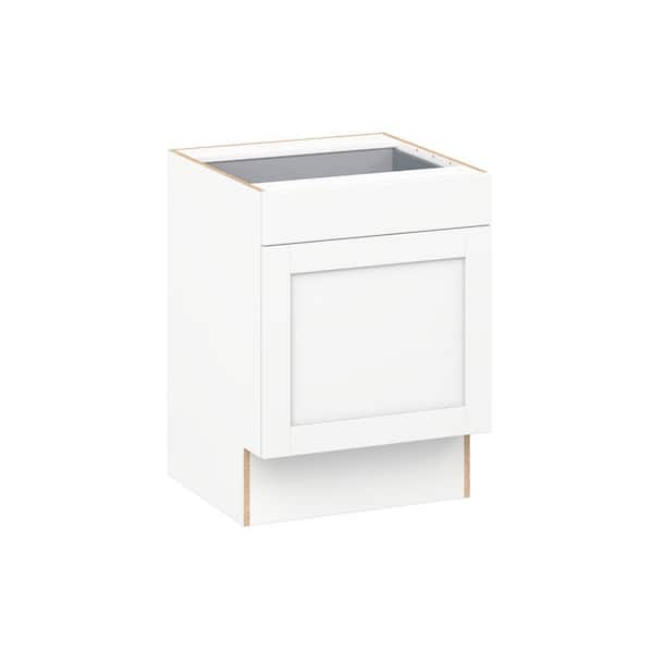 Milton 24 in W x 24 in D x 32.5 in. H Assembled Shaker Accessible ADA Base Kitchen Cabinet in Bright White with Drawer