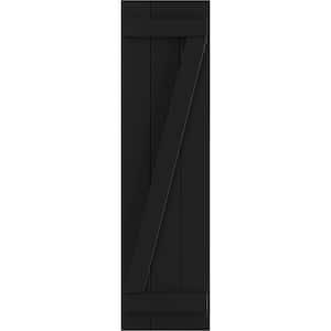 16-1/8 in. x 43 in. True Fit PVC 3-Board Joined Board and Batten Shutters with Z-Bar Pair in Black