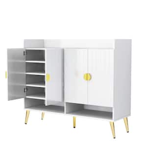 47.2 in. W x 15.7 in. D x 39.4 in. H White 11-Shelf Shoe Cabinet Linen Cabinet with Adjustable Shelves