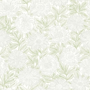 Faustin Green Floral Matte Pre-pasted Paper Wallpaper
