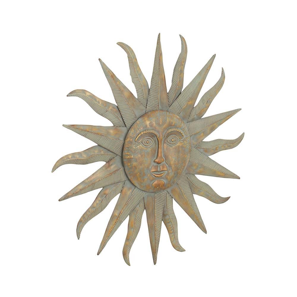 Gold Distressed Metal Sunburst Wall Sculpture