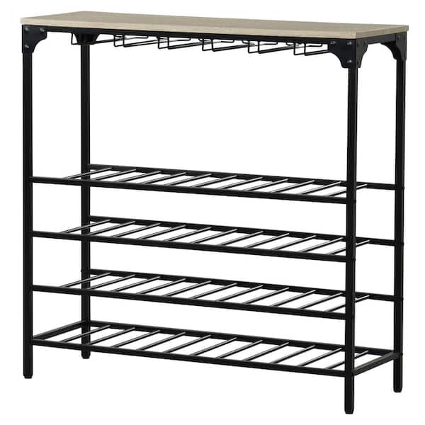 Unbranded 40-Bottles Kitchen Dining Room Metal Floor Free Standing Wine Rack Table, 5-Tier Organizer Shelves Black
