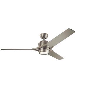 Zeus 60 in. Integrated LED Indoor Brushed Nickel Downrod Mount Ceiling Fan with Light Kit and Wall Control