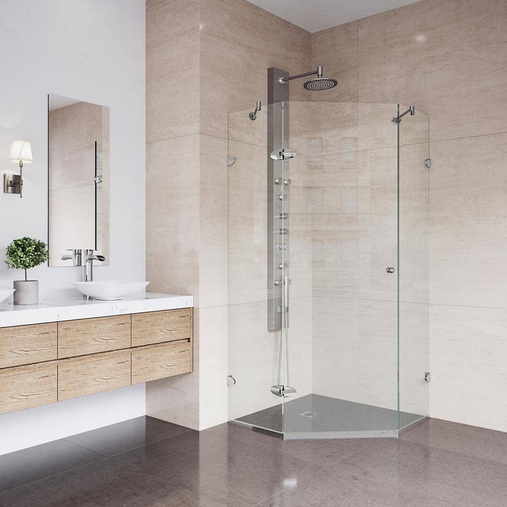 Verona 42" Frameless Neo-Angle Shower Enclosure with Clear Glass