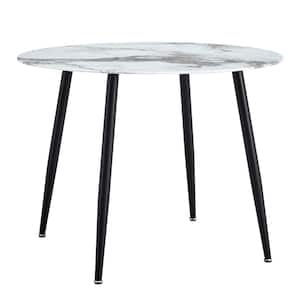 Modern Round White Faux Marble 41.34 in. 4-Legs Dining Table Seats for 6