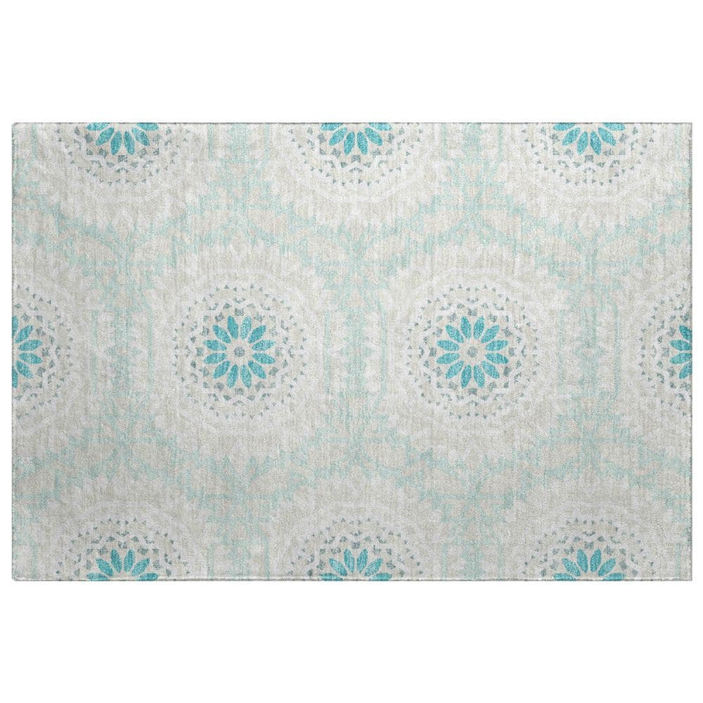 Dream Shag Premium Machine Washable Abstract ADS619 Teal 2 ft. x 3 ft. Accent Rug price history on PriceWatchPro