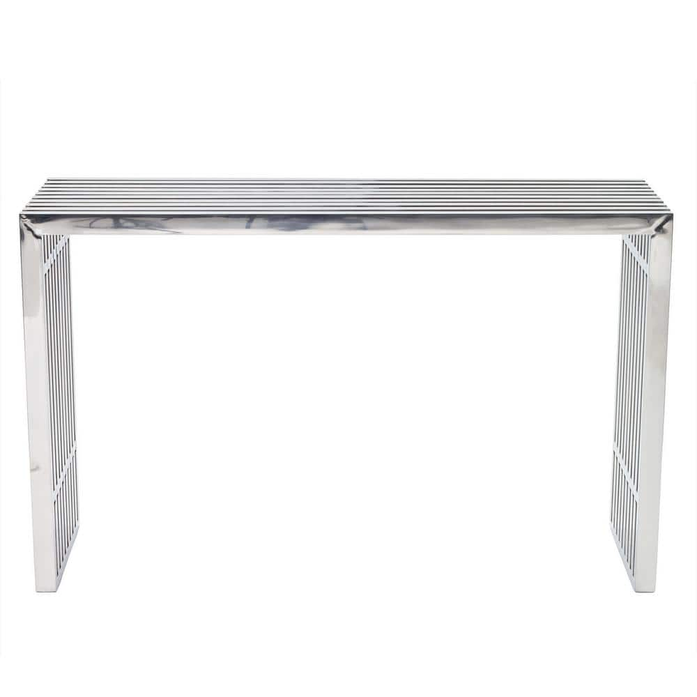 MODWAY 47 in. Silver Rectangle Metal Console Table EEI-779-SLV - The ...