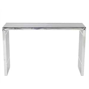 47 in. Silver Rectangle Metal Console Table