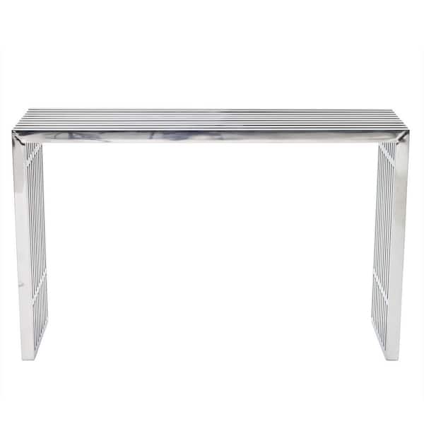 MODWAY 47 in. Silver Rectangle Metal Console Table