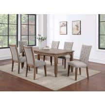 Riverdale Light Brown Distressed Wood 7-Piece Dining Set with Upholstered Chairs