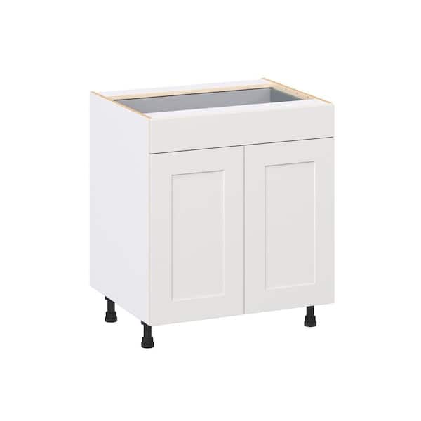 J COLLECTION Roseland 30 in. W x 24 in. D x 34.5 in. H Assembled Shaker Base Kitchen Cabinet in Warm White with Drawers