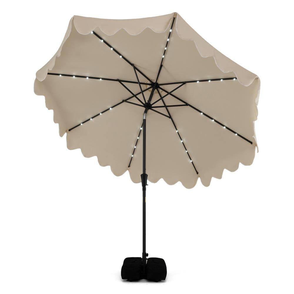 10 ft. Outdoor Patio Umbrella with 32 Solar LED Lights and Weighted Base, Sandbags in Brown price history on PriceWatchPro