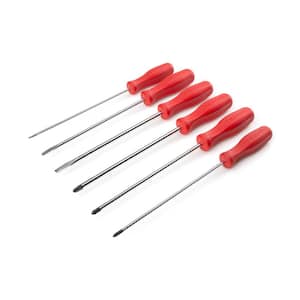 #1-#3,3/16-5/16 in. Long Phillips/Slotted Hard-Handle Screwdriver Set Chrome Blades (6-Piece)