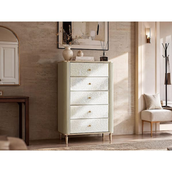 champagne gold dresser Flora - 9 Drawer Dresser With LED