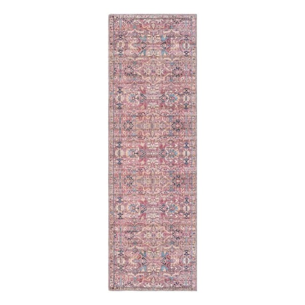Unique Loom Nostalgia Katie Pink 2 ft. x 6 ft. Machine Washable Area Rug