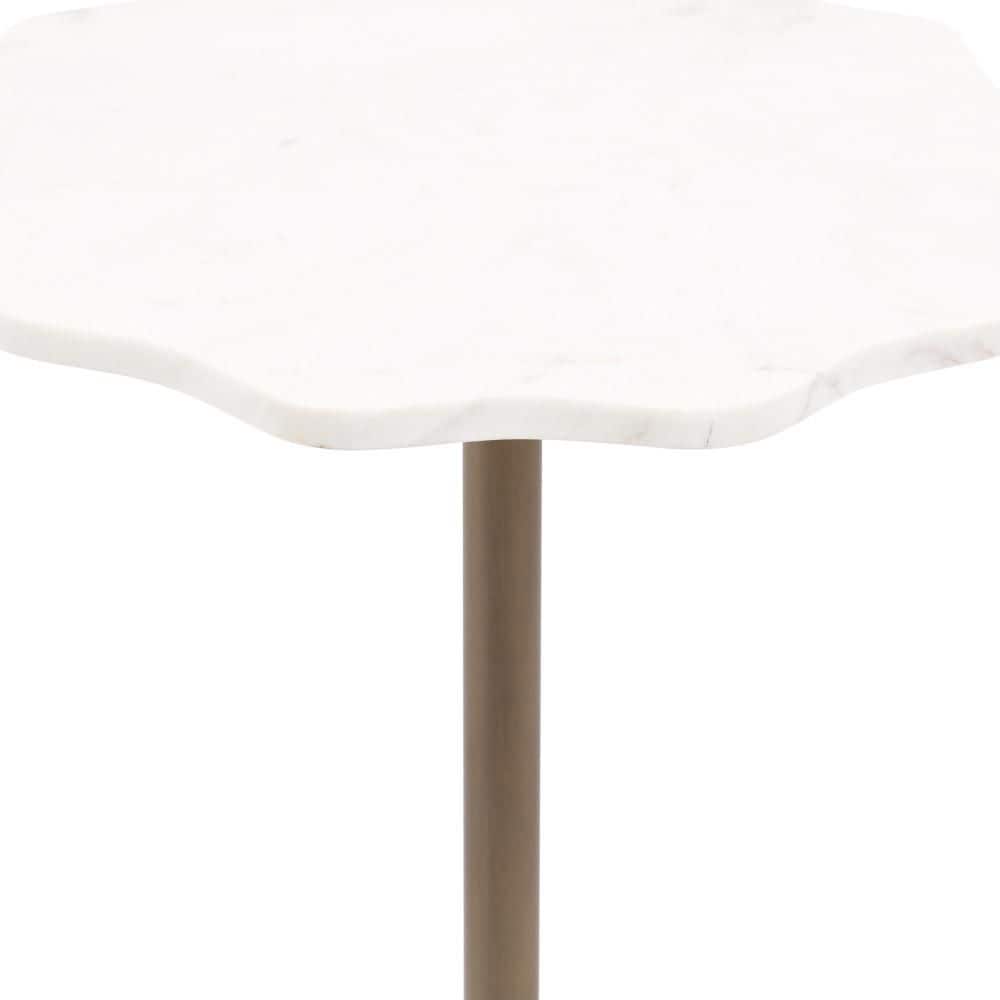 Sanzo 14 in. Gold Scalloped Round Marble End Table - thumbnail 5