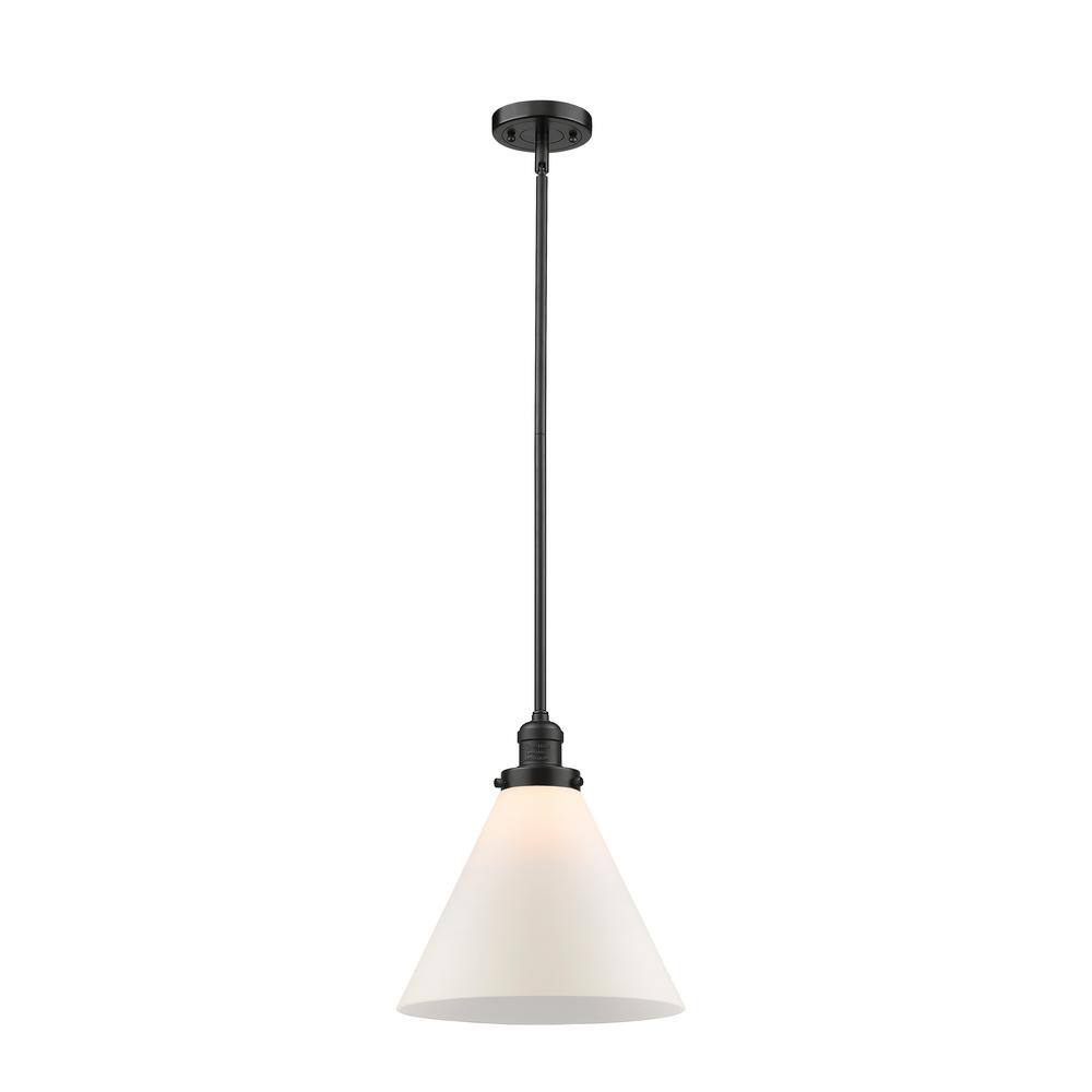 Innovations Cone 1 Light Oil Rubbed Bronze Cone Pendant Light With Matte White Glass Shade 201s