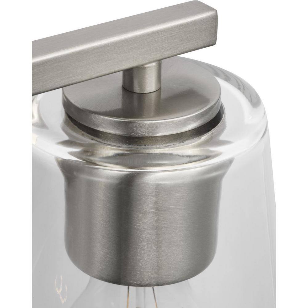 Vertex Brushed Nickel Clear Glass 2-Light Bath Fixture