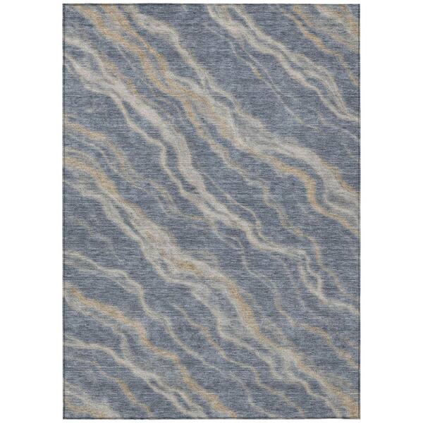 Chantille Machine Washable Indoor/Outdoor Abstract ACN2953 Denim 10 ft. x 14 ft. Area Rug