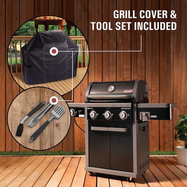 Coleman Revolution Grilling Kit with 3-Burner Propane Gas BBQ