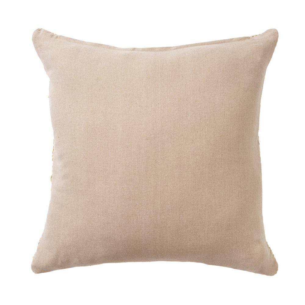 Hand-Woven Tan Textured Cotton Blend Throw Pillow