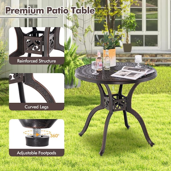 Gtnali 31.5 in. Outdoor Patio Cast Aluminum Round Bistro Table