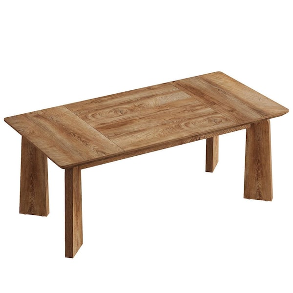 TRIBESIGNS WAY TO ORIGIN 62 in. Rectangular Rustic Brown Wood Computer Desk Seats 6, Conference Table with Heavy Duty Legs Office Meeting Room