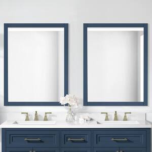 28.00 in. W x 36.00 in. H Framed Rectangular Bathroom Vanity Mirror in Grayish Blue