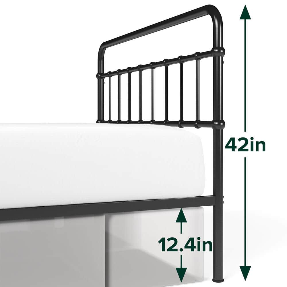 Florence Black Metal Twin Platform Bed Frame with Spindle Headboard