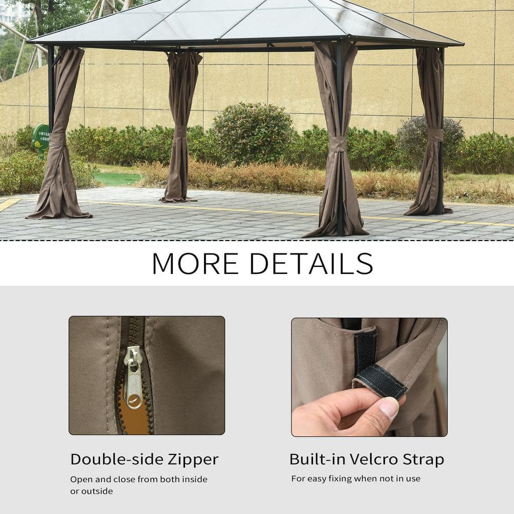 Outdoor Brown Polyester Gazebo Sidewall Set with Hooks