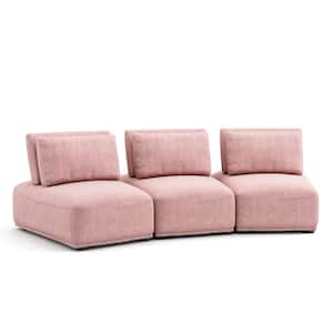 Fairwind 111 in. Armless Chenille Curved Modular Extendable Back Sofa in Pink