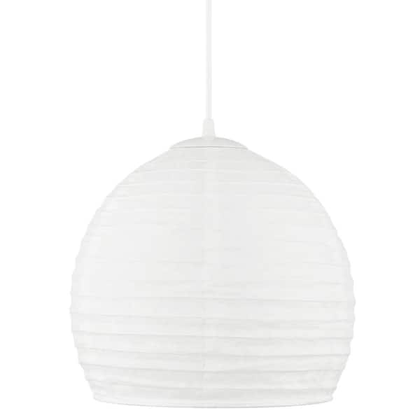 Elmore 1-Light White Pendant Light with Paper Shade