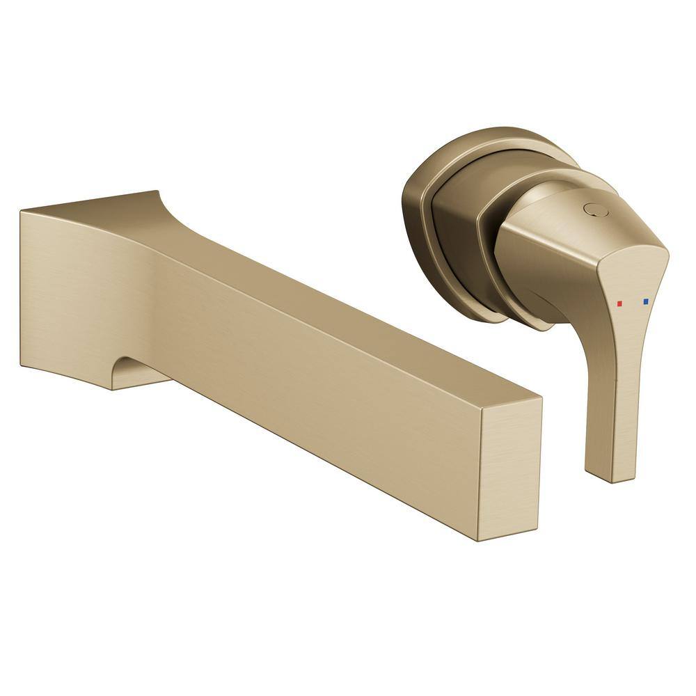 Zura Brushed Gold Wall-Mounted Lever Bathroom Faucet