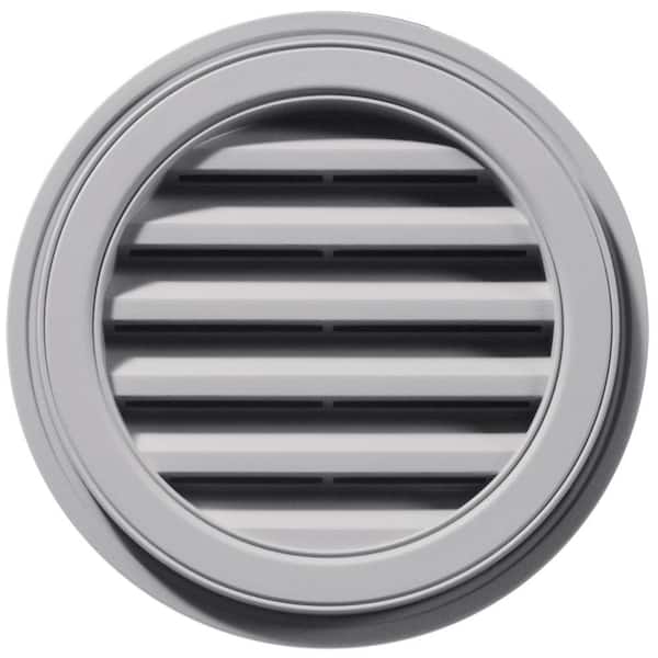 Builders Edge 18 in. x 18 in. Round Gray Plastic Weather Resistant Gable Louver Vent