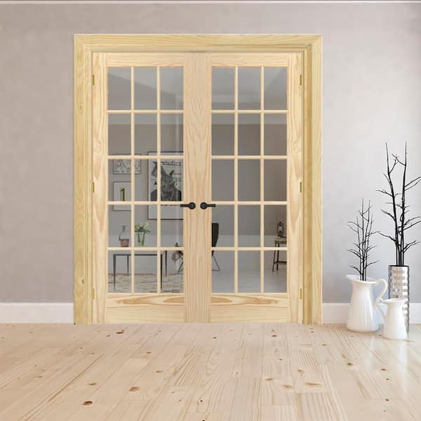 Steves & Sons 60 in. x 80 in. 15-Lite Glass Solid Core Unfinished