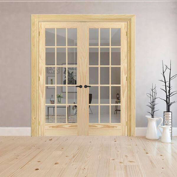 Prehung 15 Lite Primed White Smooth MDF Interior French Doors – 6'8" Height, Solid Core