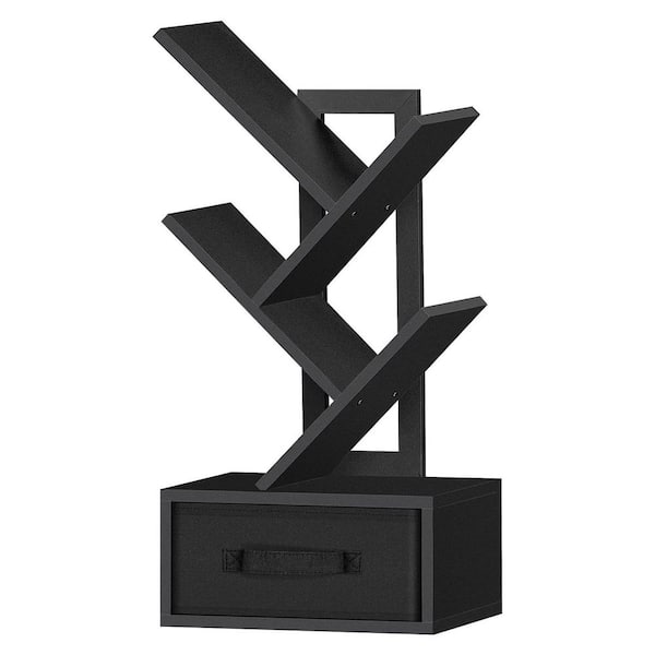 Black 11.8 in. x 24 in. Wood Modern Desk Display Bookshelves