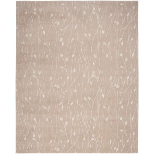 Grafix Beige 10 ft. x 14 ft. Floral Contemporary Area Rug