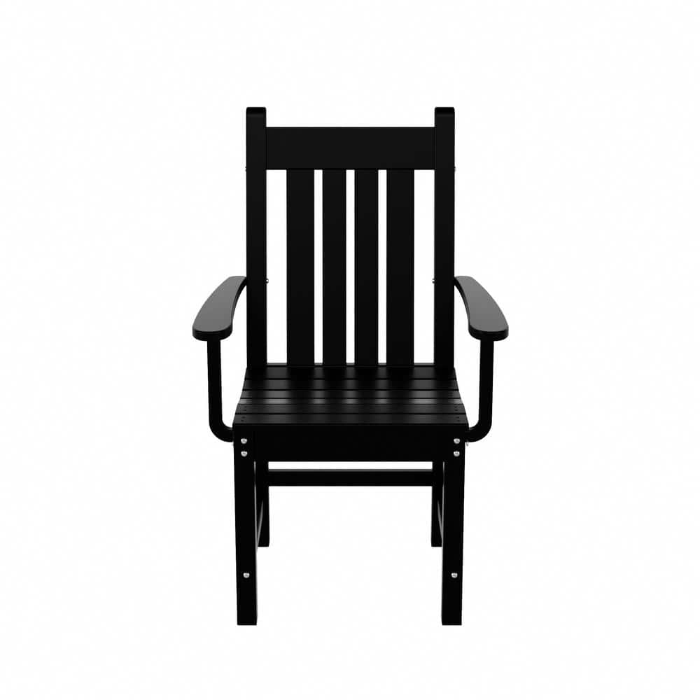 Black Outdoor Patio Dining Armchair with Contoured Back
